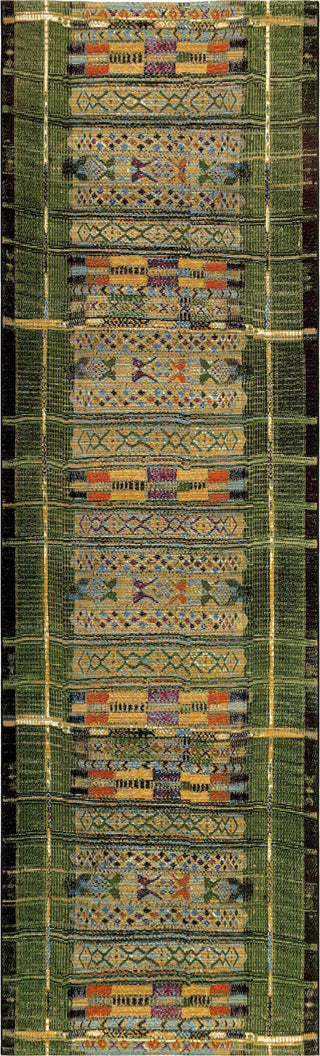 Trans Ocean Esencia 8057/06 Tribal Stripe Green Area Rug Runner Image