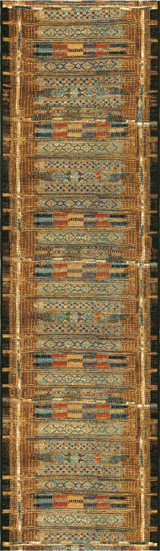 Trans Ocean Esencia 8057/09 Tribal Stripe Gold Area Rug Runner Image