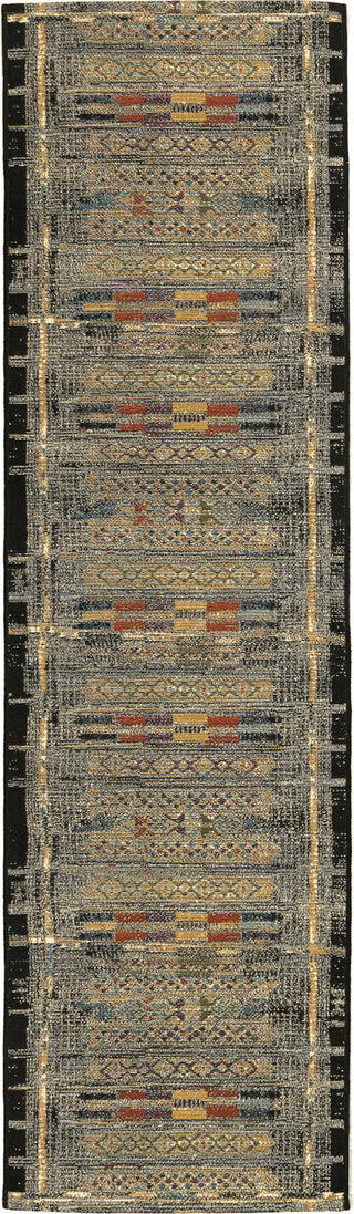 Trans Ocean Esencia 8057/48 Tribal Stripe Black Area Rug Runner Image