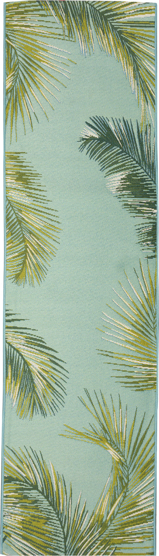 Trans Ocean Marina 8151/04 Palm Border Aqua Area Rug Runner Image