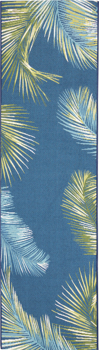 Trans Ocean Marina 8151/33 Palm Border Navy Area Rug Runner Image