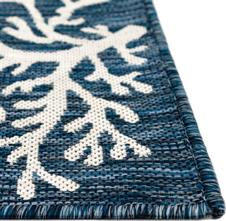 Trans Ocean Carmel 8448/33 Coral Border Blue Area Rug by Liora Manne 
