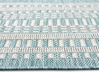 Trans Ocean Malibu 8228/04 Etched Border Aqua Area Rug Pile Image