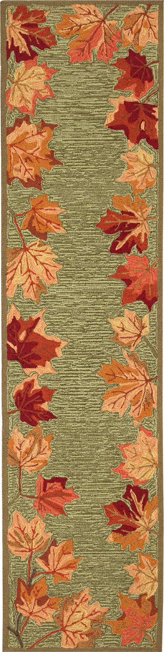 Trans Ocean Ravella 2303/16 Falling Leaves Border Moss Area Rug Runner Image