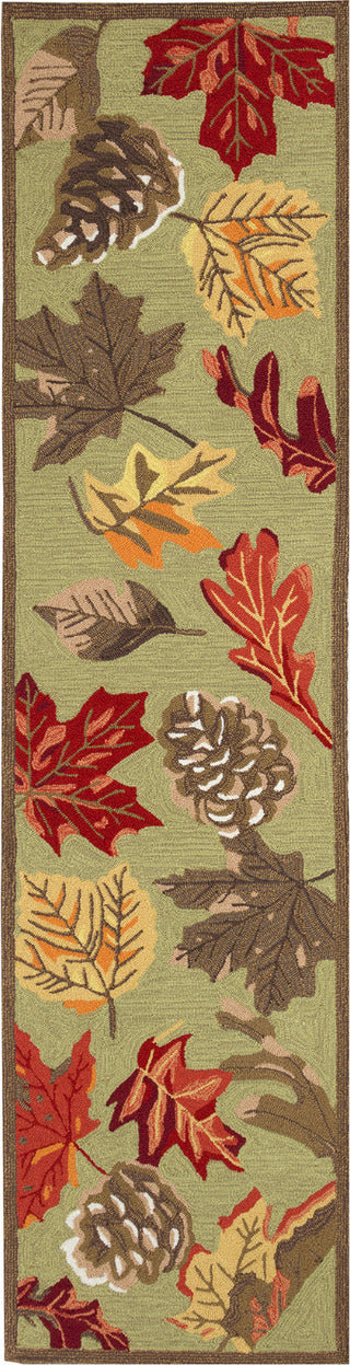 Trans Ocean Ravella 2304/16 Falling Leaves Moss Area Rug Runner Image