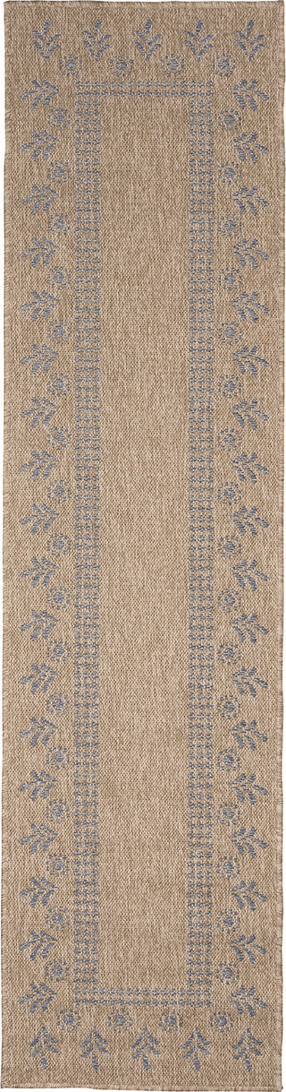 Trans Ocean Sahara 7188/33 Block Print Border Navy Area Rug Runner Image