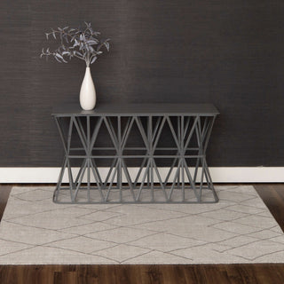 Karastan Tangier Tribal Diamond Silver Area Rug Room Scene Image Feature