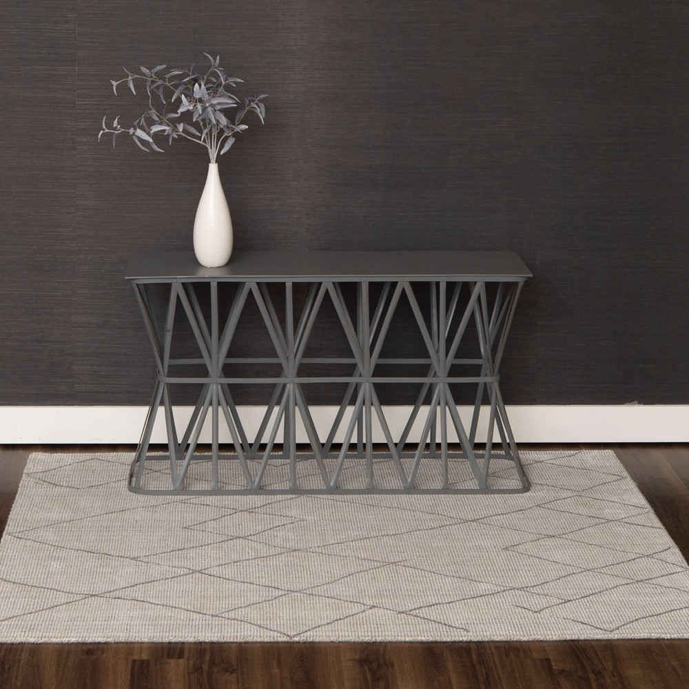 Karastan Tangier Tribal Diamond Silver Area Rug Room Scene Image Feature