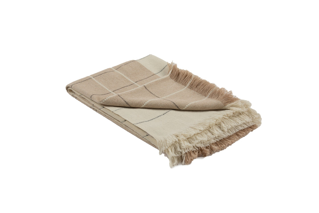 Auskin Alpaca Harrison Beige/White Throw main image