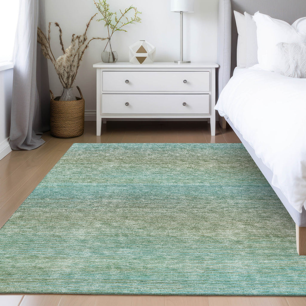 Dalyn Trevi TV11 Teal Machine Washable Area Rug Lifestyle Image Feature