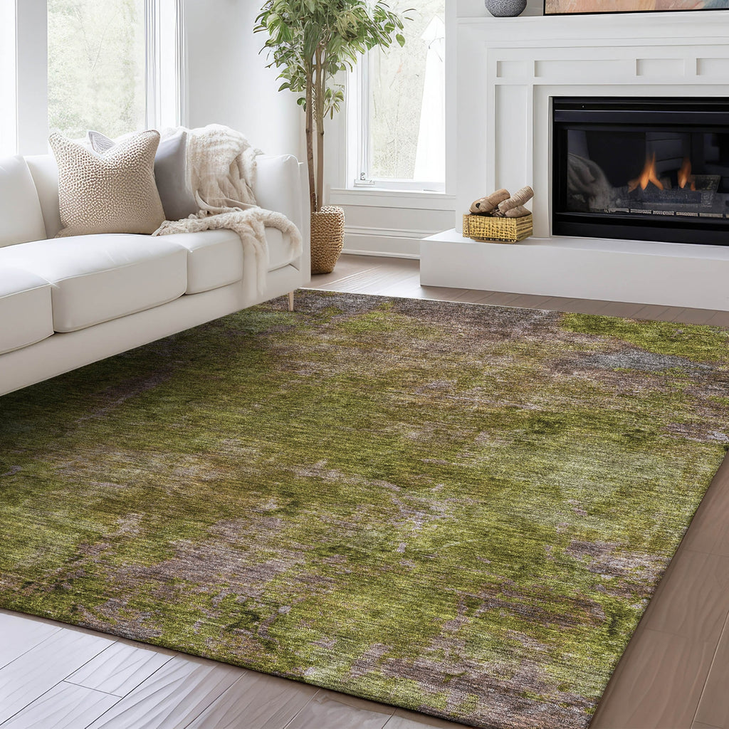 Dalyn Trevi TV9 Green Machine Washable Area Rug Lifestyle Image Feature
