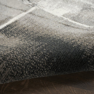 Nourison Twilight TWI30 Grey Ivory Black Area Rug Corner Image