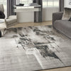 Nourison Twilight TWI30 Grey Ivory Black Area Rug Corner Image