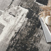 Nourison Twilight TWI30 Grey Ivory Black Area Rug Corner Image
