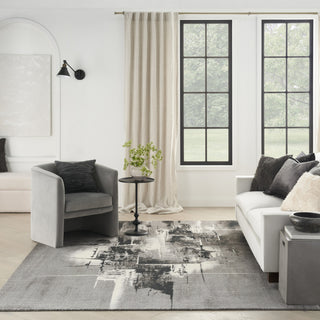 Nourison Twilight TWI30 Grey Ivory Black Area Rug Room Image Feature