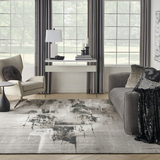 Nourison Twilight TWI30 Grey Ivory Black Area Rug Room Image Feature