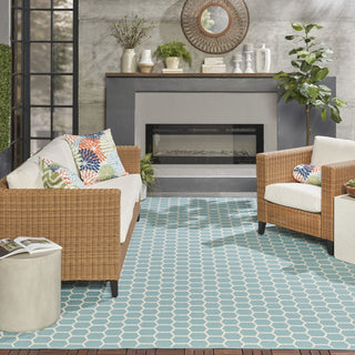 Nourison Twist Reversible TWS01 Aqua Machine Washable Area Rug Room Image Feature
