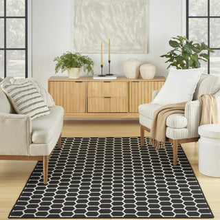 Nourison Twist Reversible TWS01 Black Machine Washable Area Rug Corner Image