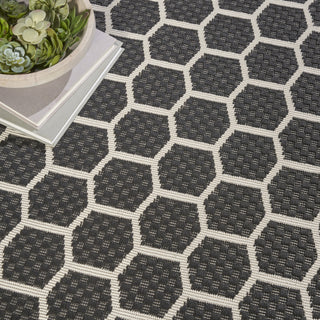 Nourison Twist Reversible TWS01 Black Machine Washable Area Rug Corner Image