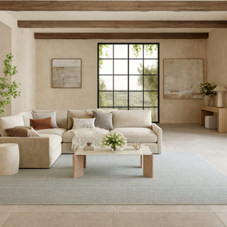 Nourison Textured Home TXH01 Ivory Blue Area Rug Corner Image