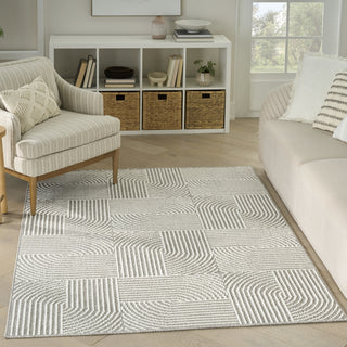 Nourison Textured Home TXH02 Grey Ivory Area Rug Corner Image