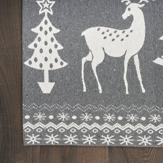 Nourison Tybee TYB12 Grey Ivory Area Rug Detail Image