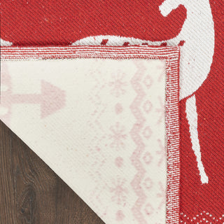 Nourison Tybee TYB12 Red Ivory Area Rug Corner Image