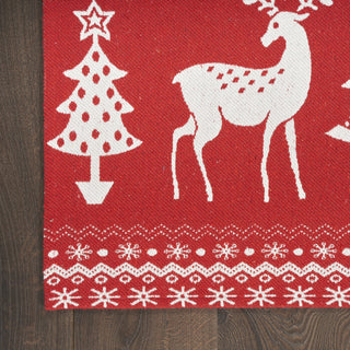 Nourison Tybee TYB12 Red Ivory Area Rug Detail Image
