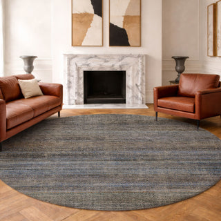 Dalyn Vico VC1 Blue Area Rug Round Lifestyle Image Feature