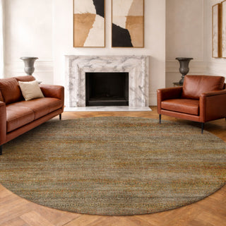 Dalyn Vico VC3 Khaki Area Rug Round Lifestyle Image Feature