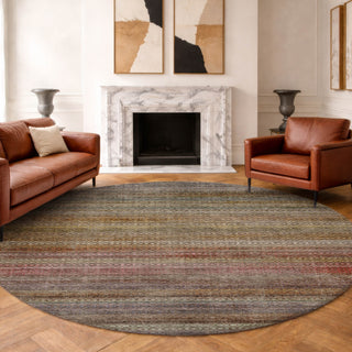 Dalyn Vico VC4 Chocolate Area Rug Round Lifestyle Image Feature