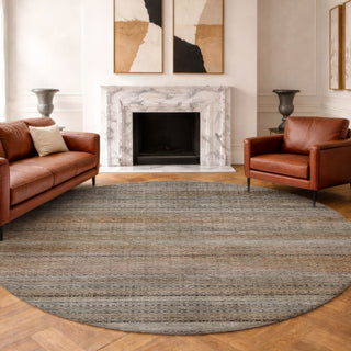 Dalyn Vico VC4 Khaki Area Rug Round Lifestyle Image Feature
