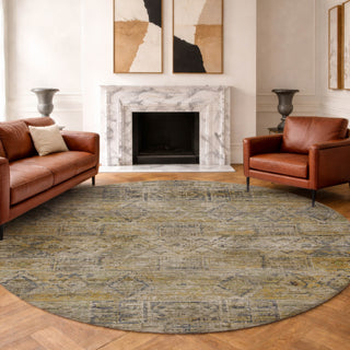 Dalyn Vico VC7 Gold Area Rug Round Lifestyle Image Feature