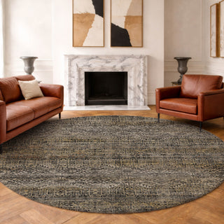 Dalyn Vico VC8 Black Area Rug Round Lifestyle Image Feature