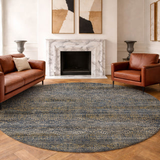 Dalyn Vico VC8 Navy Area Rug Round Lifestyle Image Feature