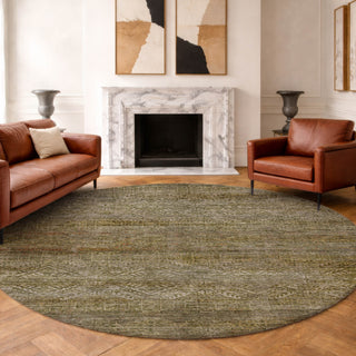 Dalyn Vico VC8 Olive Area Rug Round Lifestyle Image Feature
