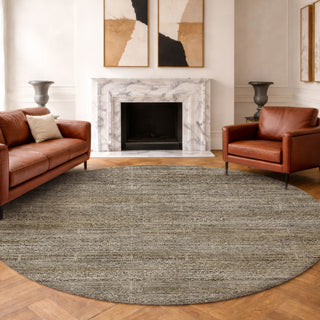 Dalyn Vico VC9 Khaki Area Rug Round Lifestyle Image Feature