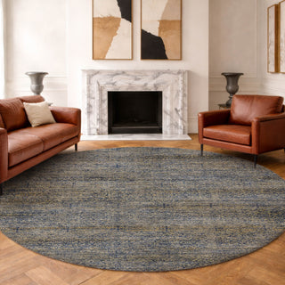 Dalyn Vico VC9 Navy Area Rug Round Lifestyle Image Feature