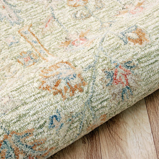 LR Home Vintage 81923 Green/Cream/Taupe Area Rug Corner Image