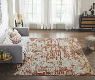 Ancient Boundaries Fortune FOR-1397 Rust/Sand Area Rug Lifestyle Image Feature