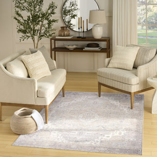 Nourison Vintage Washables VWS07 Light Blue Area Rug Corner Image