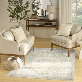 Nourison Vintage Washables VWS08 Green Area Rug Corner Image