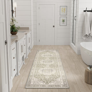 Nourison Vintage Washables VWS08 Green Area Rug Room Image Feature