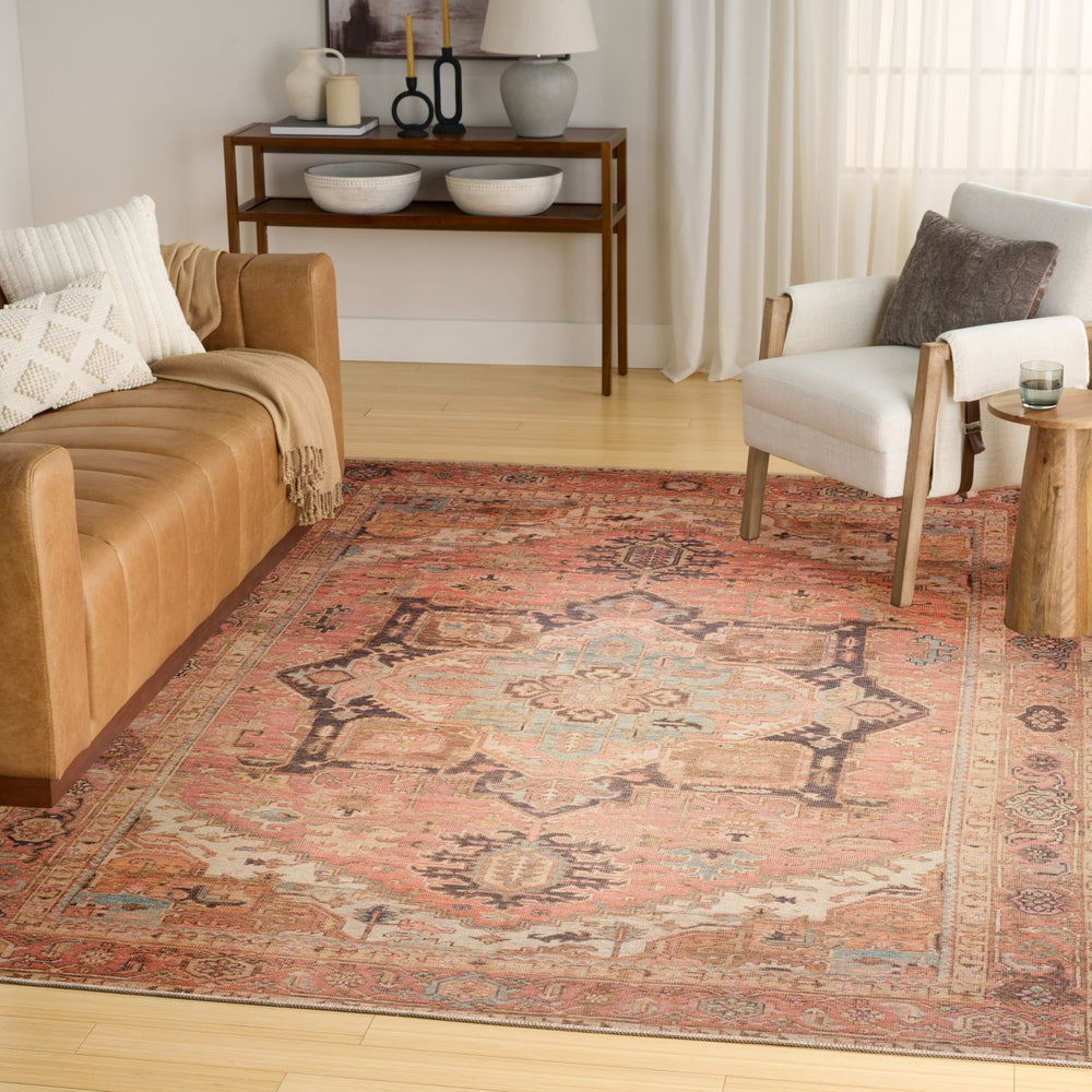 Nourison Vintage Washables VWS11 Coral Multicolor Area Rug Room Image Feature
