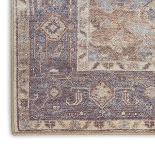 Nourison Vintage Washables VWS13 Ivory Purple Area Rug Corner Image