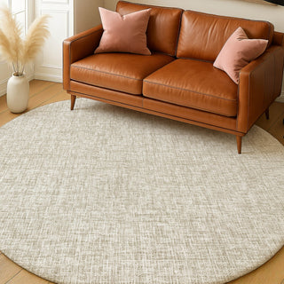 Dalyn Voyage VY1 Beige Machine Washable Area Rug Round Lifestyle Image Feature