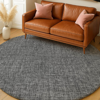 Dalyn Voyage VY1 Charcoal Machine Washable Area Rug Round Lifestyle Image Feature
