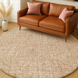 Dalyn Voyage VY1 Copper Machine Washable Area Rug Round Lifestyle Image Feature