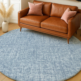 Dalyn Voyage VY1 Denim Machine Washable Area Rug Round Lifestyle Image Feature