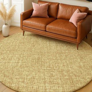 Dalyn Voyage VY1 Gold Machine Washable Area Rug Round Lifestyle Image Feature